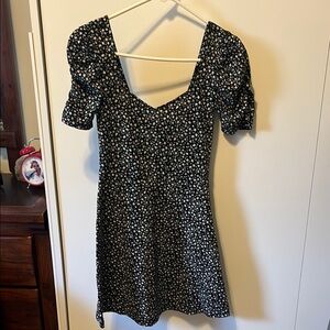 Cute Casual Floral Black Dress